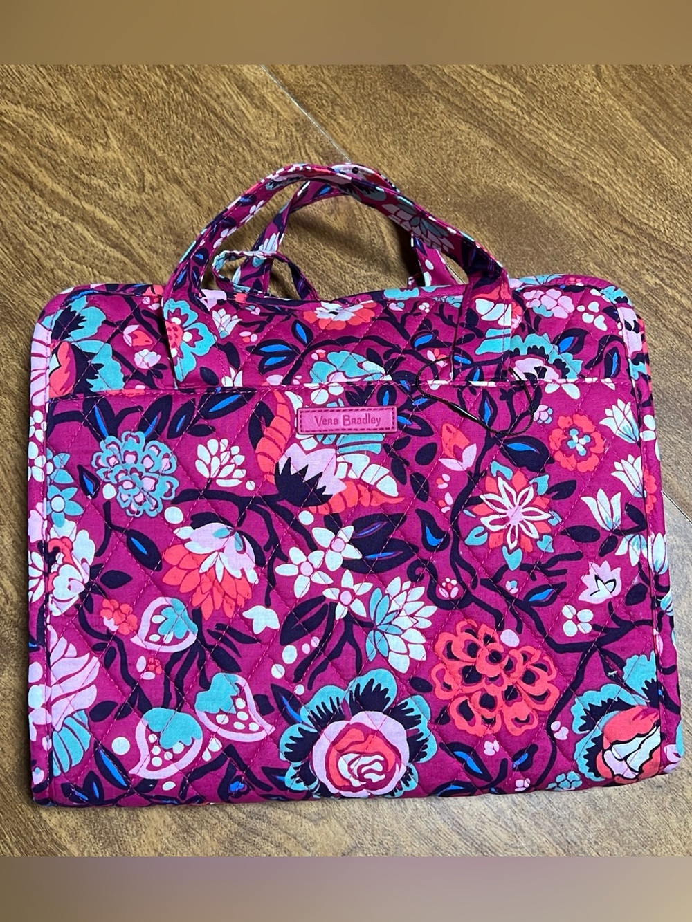 Vera Bradley Pink Multicolor Floral Bloom Berry Quilted Travel Hanging Organizer